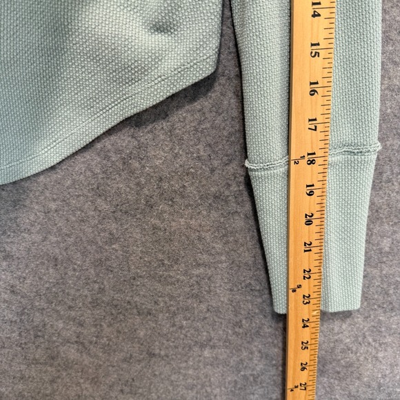 Free People We The Free Anakin Thermal Waffle Henley Top Large V Neck Knit Blue - Picture 9 of 13